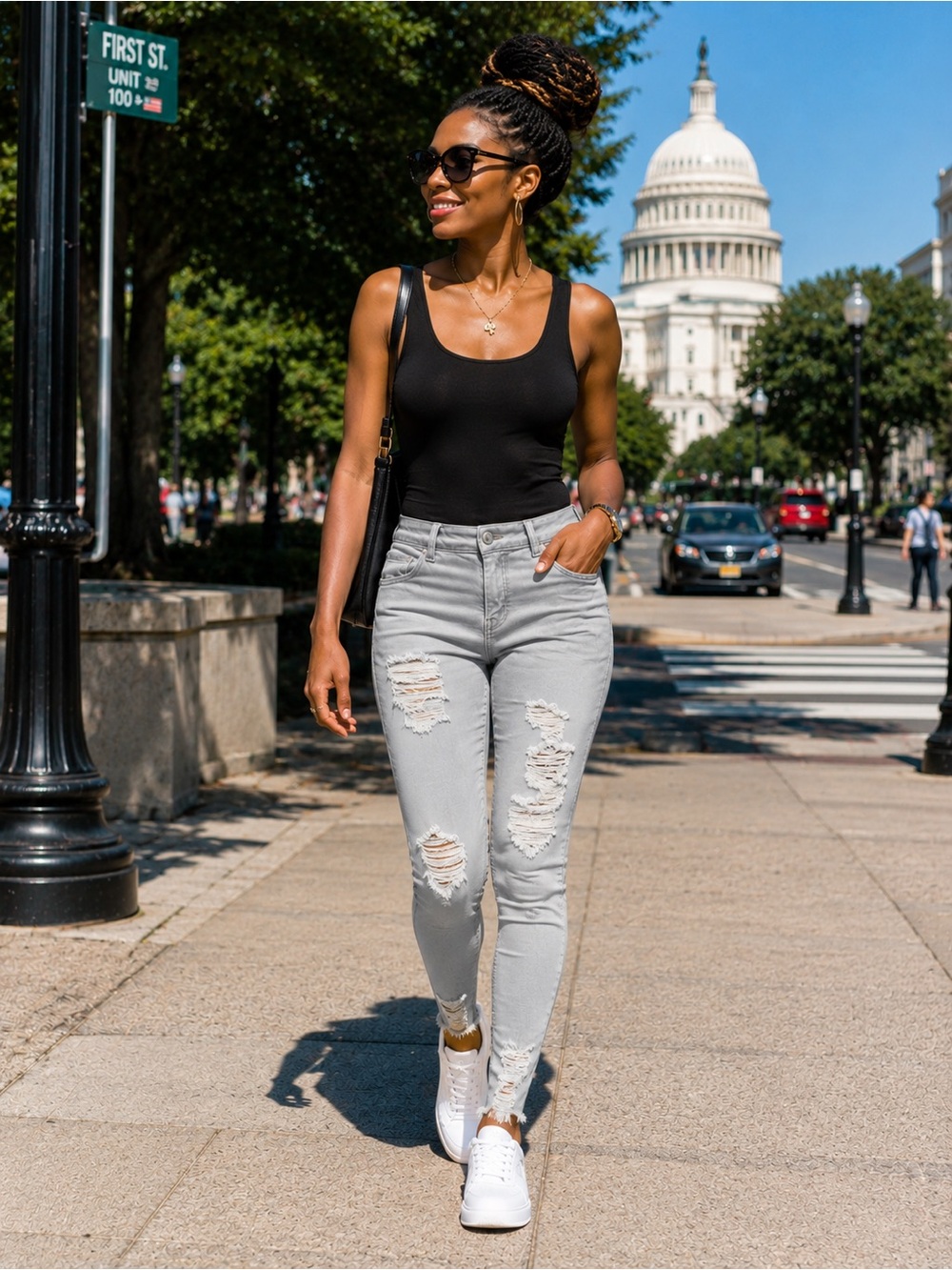 American Eagle Outfitters Light Grey Ripped Skinny Jeans